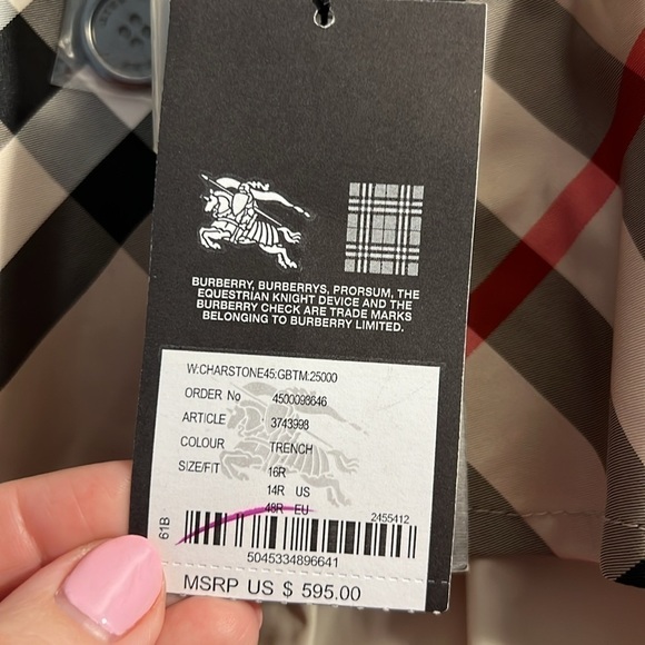 NWT Burberry Brit W. CHARSTONE45 Nova Check Logo WINDBREAKER Trench Coat 14 - Picture 9 of 15